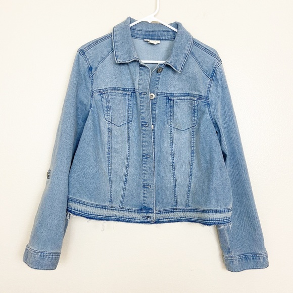 Style & Co. Jackets & Blazers - Style & Co. Cropped Jean Jacket Fringed XL #4049